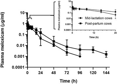 Comparative Pharmacokinetics of Meloxicam Between Healthy Post-partum vs. Mid-lactation Dairy Cattle